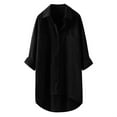 thumbnail image 2 of YEJIMAN Black Oversized Tshirts For Women, Cotton and linen Shirt Women Trendy, Down Long Blouses Casual Shirts Tops Women's Button Sleeve Linen Women's Blouse, 2 of 3