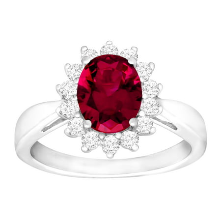3 1/6 ct Created Ruby & White Sapphire Ring in Sterling Silver
