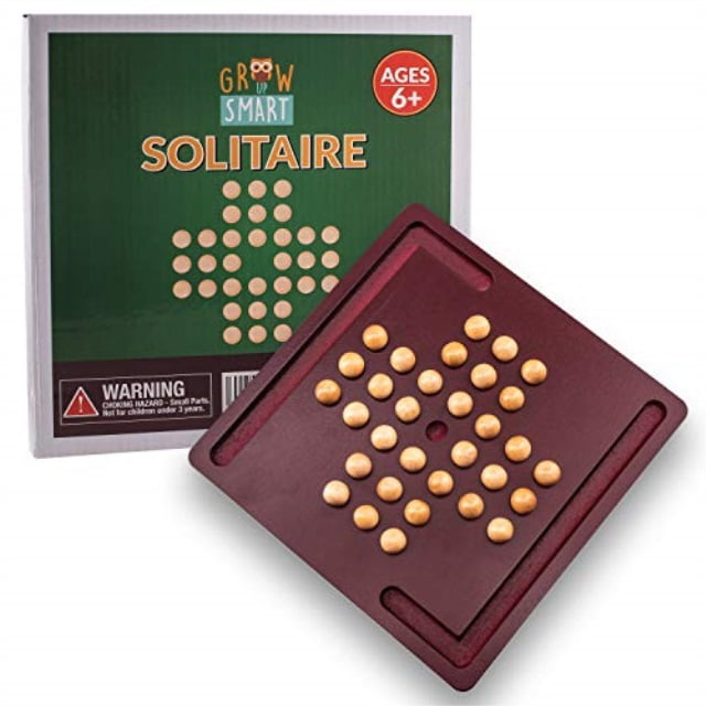 Peg Solitaire Game By Growupsmart Hi Q Brainvita Solo Noble Brainteaser Puzzle Wood Travel Set Walmart Com