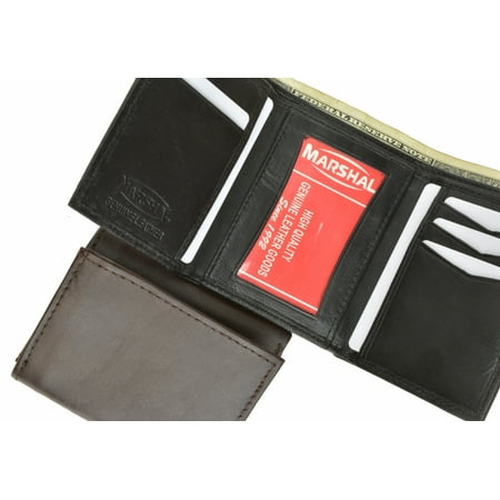 Black Lamb Leather - Lamb Leather Simple ID Trifold Wallet 5155 (C) Black
