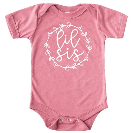 

Olive Loves Apple Lil Sis T-Shirts and Bodysuits for Baby and Toddler Girls Sibling Outfits Mauve Bodysuit