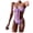 Purple, variant on QLEICOM Womens Swimsuits Tummy Control Plus Size Swimsuit Coverup Solid Lace Bikini Set Push Up Swimsuit Beachwear Padded Swimwear Purple S