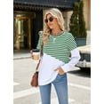 thumbnail image 6 of Deago Women Striped Color Block Long Sleeve Crew Neck Sweatshirt Casual Loose Fit Pullover Shirts Side Split Tunic Tops, 6 of 8