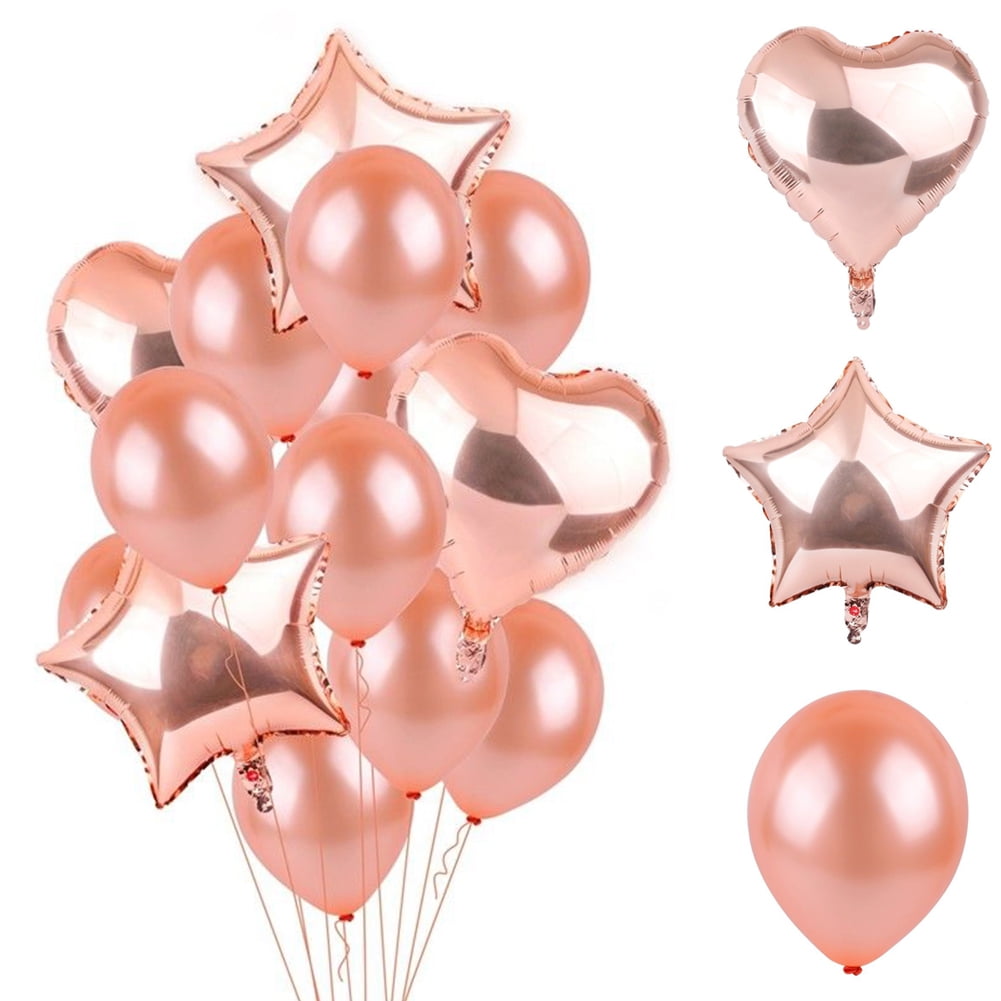 Rose Gold Foil Balloon Set Confetti Happy Birthday Supply Wedding Party Decor 