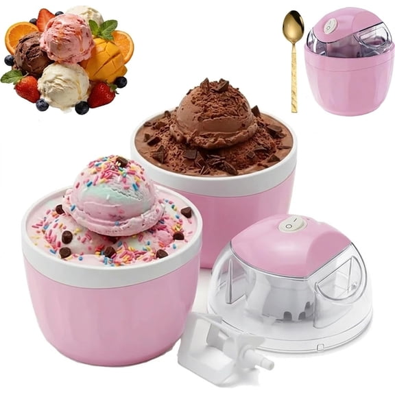 Small Home Mini Ice Cream Maker,17oz Electric Gelato Personal Ice Creams Maker for Homemade Frozen Yogurt,One-Touch Control, Dessert Treats and Family Use (Pink)