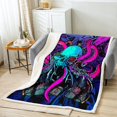 thumbnail image 2 of 3D Octopus Throw Blanket Cartoon Sea Animal Fleece Blanket Ocean Tentacles Fuzzy Blanket, Marine Kraken Sea Life Themed Sherpa Blanket Bedroom Decor, Throw, 2 of 4