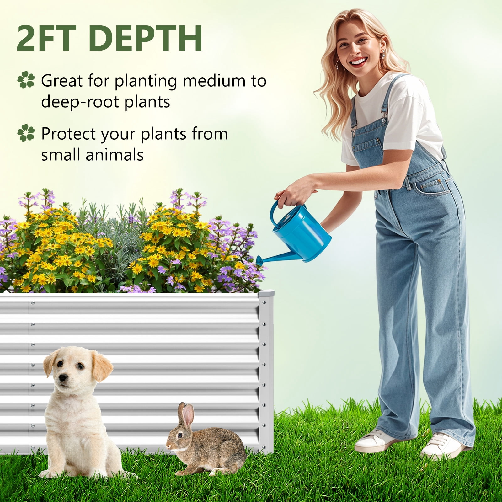 Gymax 2 PCS Raised Garden Bed Large Metal Planter Box Kit for Vegetable Herb 6' x 3' x 2' Silver