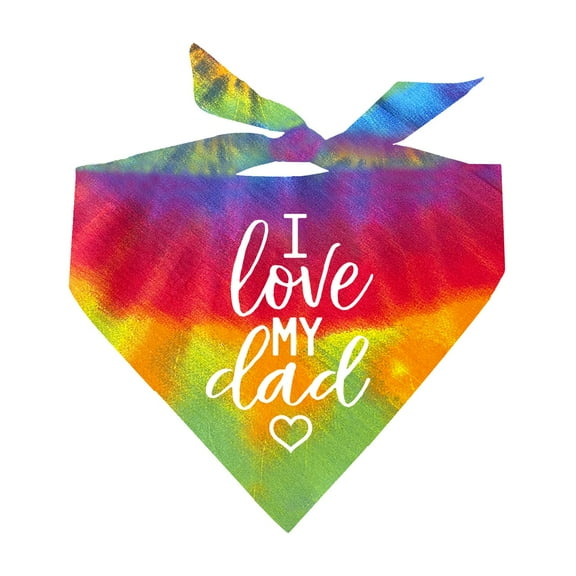 I Love My Dad Tie Dye Swirl Triangle Dog Bandana