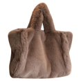 thumbnail image 1 of LinYooLi Sac Fourre-Tout en Fausse Fourrure Couleur Unie Automne Hiver Poignée Supérieure Doux Chaud Mode Portable Simple Décontracté pour Week-End Vacances, 1 of 6