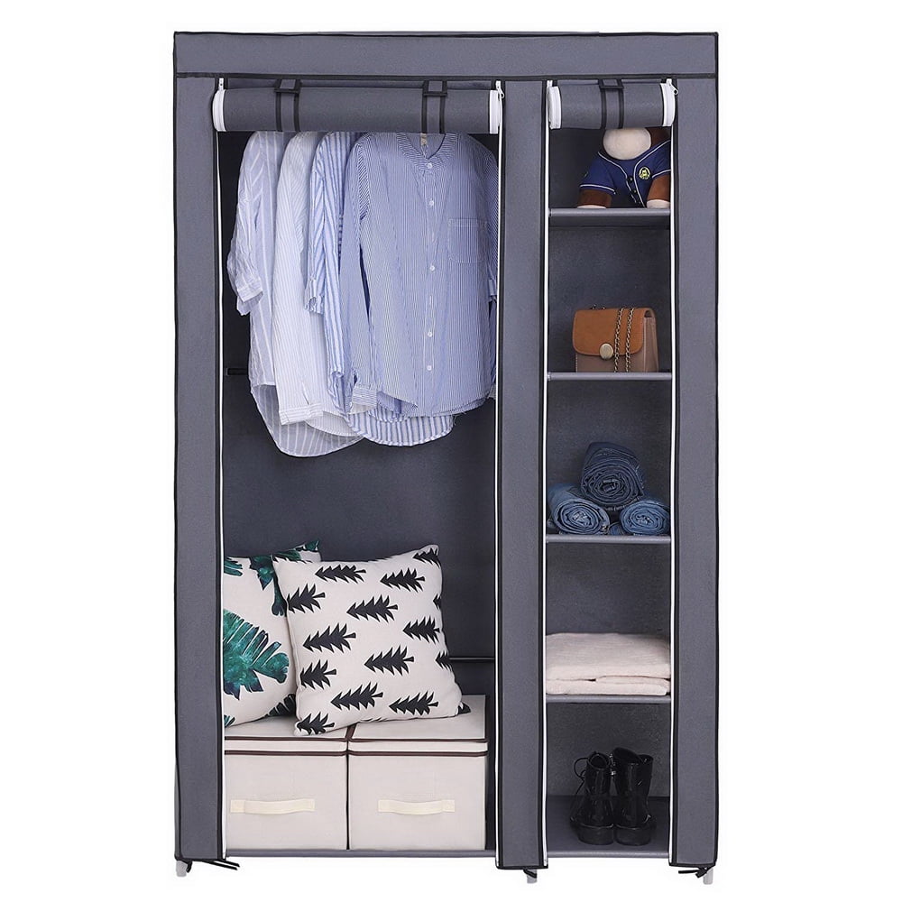 Kepooman 67" Portable Clothes Closet Organizer with Nonwoven Fabric Cover, Gray Kepooman 67" Portable Clothes Closet Organizer with Nonwoven Fabric Cover, Gray