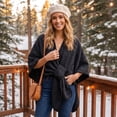 thumbnail image 5 of JULMCOMO Fleece Drape Shawl Wraps for Women Cross Front Tie Wrap Poncho Open Front Elegant Soft Warm Cape Cardigan for Fall Winter Black, 5 of 8