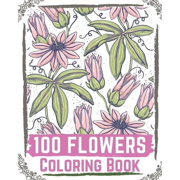 Ilyas Books100 Flowers Coloring Book (Paperback)