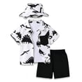 thumbnail image 3 of OSOLU Boys Summer Hawaiian Beach Outfits Short Sleeve Button Up Shirts And Shorts With Bucket Hat 3 Piece Set 3-8Y Soft Outfit, 3 of 9