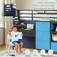 thumbnail image 5 of Low Loft Bed Twin Size with 6 Storage Drawers, Twin Metal Loft Beds with Desk, LED Lights and Storage Bookshelf, Modern Loft Bed Frame for Teens, Full-Length Guardrail & Ladder, Black&Blue, 5 of 10