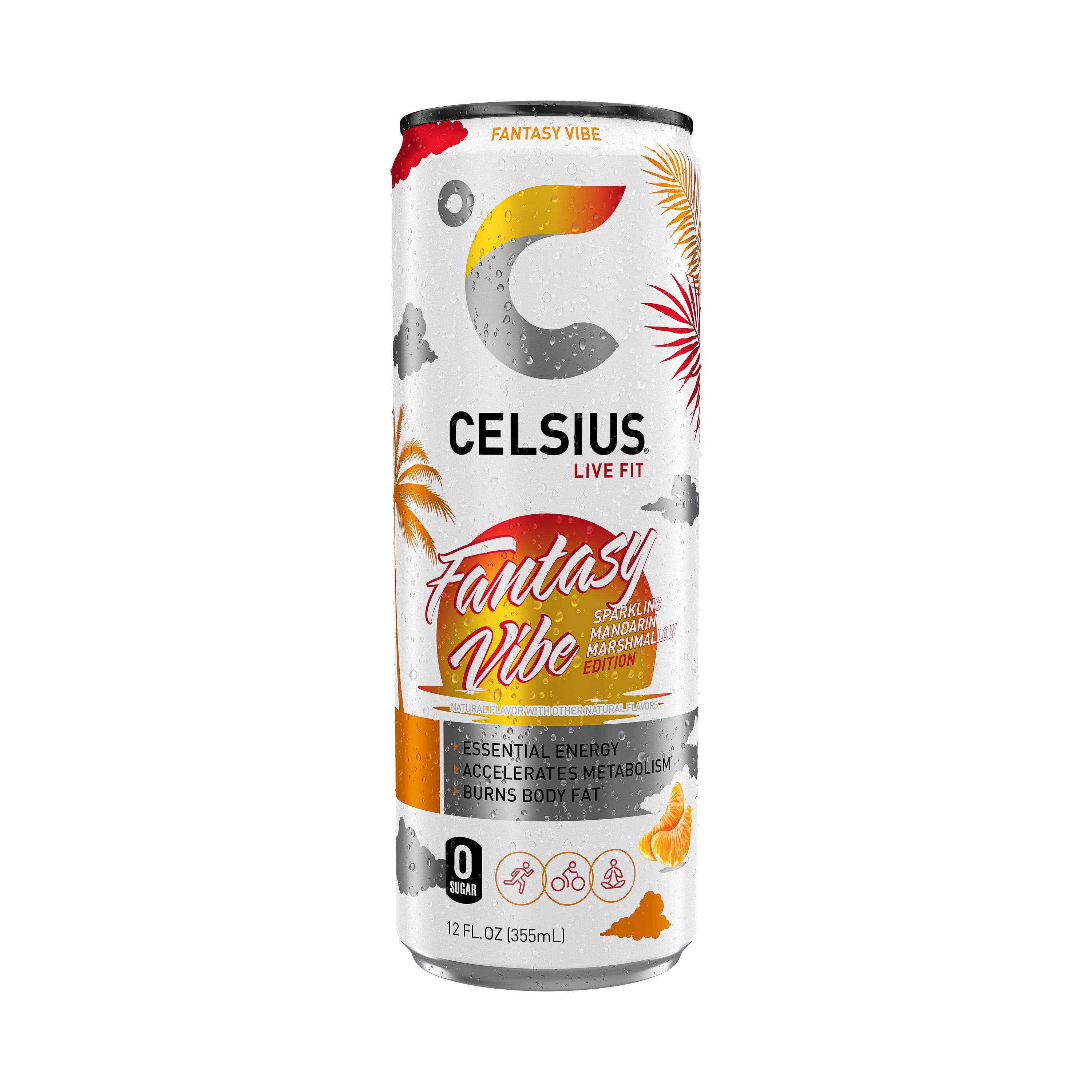 CELSIUS Sparkling Fantasy Vibe, Functional Energy Drink 12 fl oz (Pack of 12)