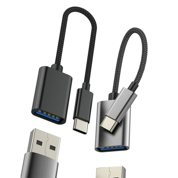 USB C Male to USB Female Cable Adapter(2Pack)Type C OTG 3.0 Thunderbolt Converter for Apple for iPhone 16 15 Pro Max MacBook USB-A Car Drive Camera for iPad Compatible for Samsung Android Accessories