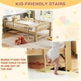 thumbnail image 2 of PORKISS Twin Size Platform Bed, Solid Wood Toddler Bed with Fence Guardrail Ladder, Twin Size Bed Frame for Kids Boys Girls, Montessori Bed, No Box Spring Needed, Natural A, 2 of 10