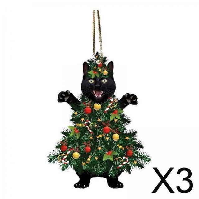 Colgante de Navidad,Decoraciones colgantes de Navidad Adorno de gato,Colgante de Navidad Adorno colgante con cordón,Espejo retrovisor del coche Accesorios para colgar Fácil de colgar,Regalo