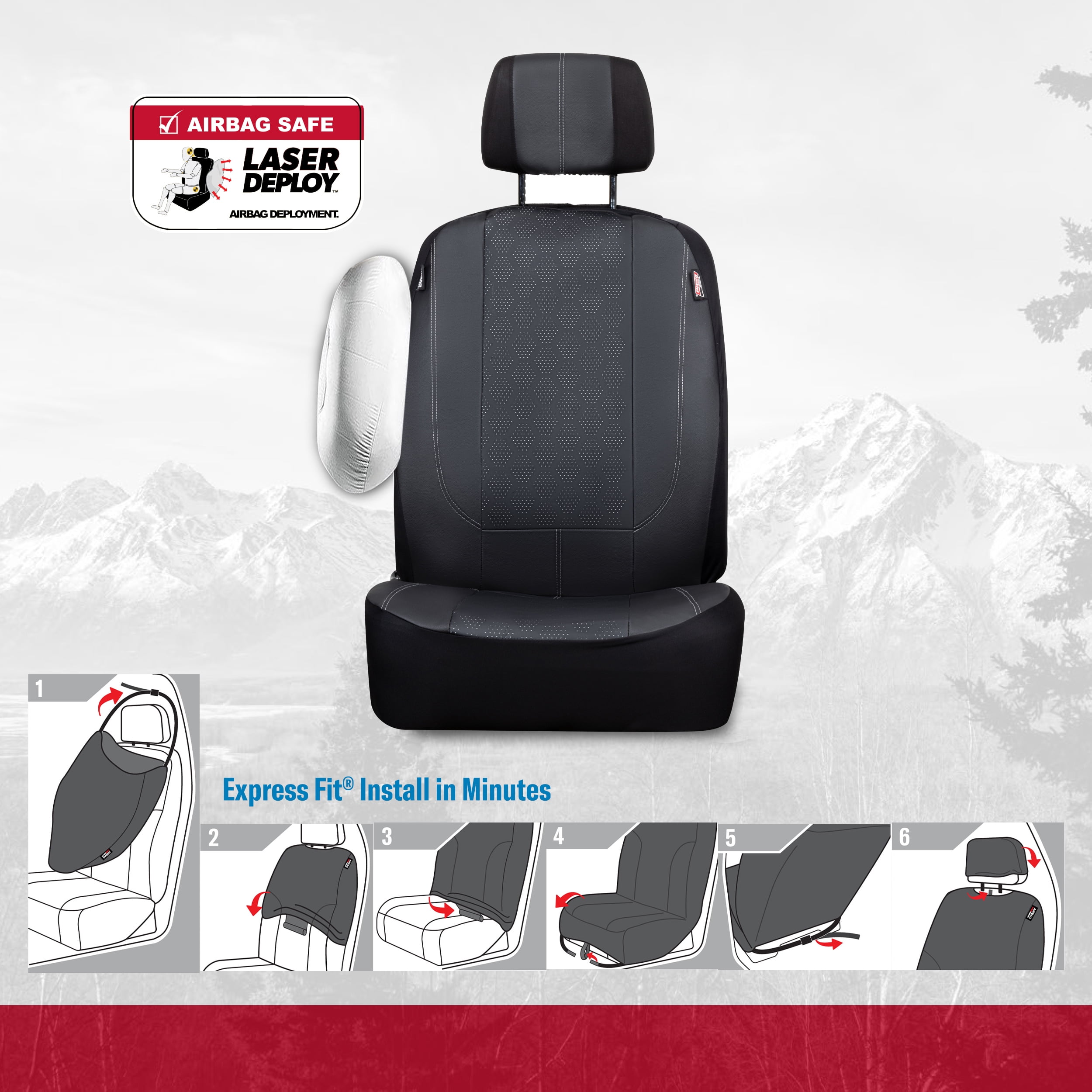 Genuine Dickies 2-Piece Black-Gray Rockport Seat Covers