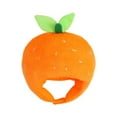 thumbnail image 1 of Gorro de peluche naranja, cálido y divertido, con forma de fruta, para actuaciones en el escenario, bailes de máscaras., 1 of 8