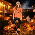 thumbnail image 2 of Family Pajamas Matching Sets - 2 piece Pumpkin Face Short Sleeve Tops+Pants Outfit Sets,Matching Halloween Pjs for Family Couples Women Men for 2XL Pjs, 2 of 8