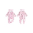thumbnail image 2 of RUINIXCW Baby Girl Fall Outfits Printed Long Sleeve Ruffle Footed Jumpsuit Headband, 2 of 8