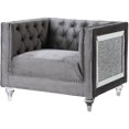 thumbnail image 1 of ACME HeiberoII Chaise Rembourrée en Velours Capitonné Gris, 1 of 7