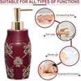 thumbnail image 3 of 4pc Elegant Rose Burgundy Bathroom Set Classic Bathroom Lotion Dispenser, Tumbler, Toothbrush Case and Bar Soap Holder Modern Uunique Design Burgundy Red Bathroom Accessories, 3 of 13