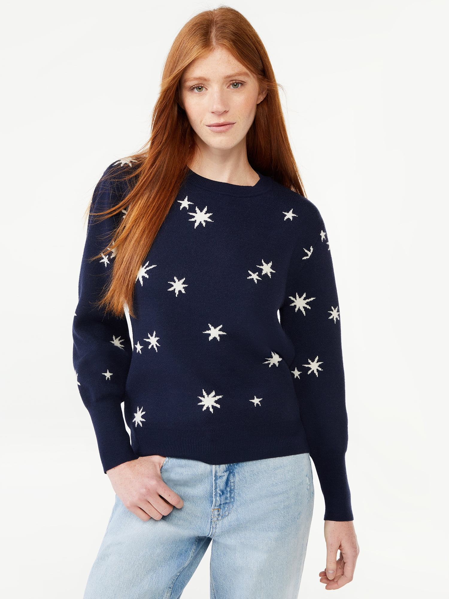 Free Assembly Women's Boxy Crewneck Sweater, Midweight