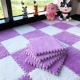 thumbnail image 6 of 20 Non-Slip Plush Interlocking Square Rugs with Borders, Soft Fluffy Foam Puzzle Tile Mats, 12 X 12 X 0.4 Inch, Climbing Area Protective Mats, 6 of 24