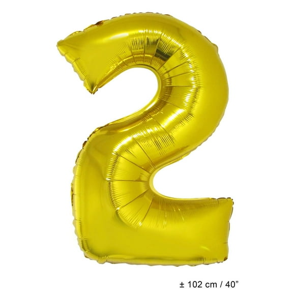 Funny Fashion Number 2 Solid Helium Quality Metallic Gold 40" Jumbo Shape Foil Balloon