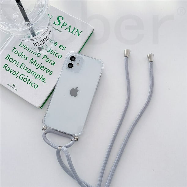 Funda de teléfono con cadena y correa para collar para iPhone 14 13 Pro Max 12 11 XS X XR Mini SE 2 6S 7 8 Plus, funda de cuerda suave transparente Tan Jianjun unisex