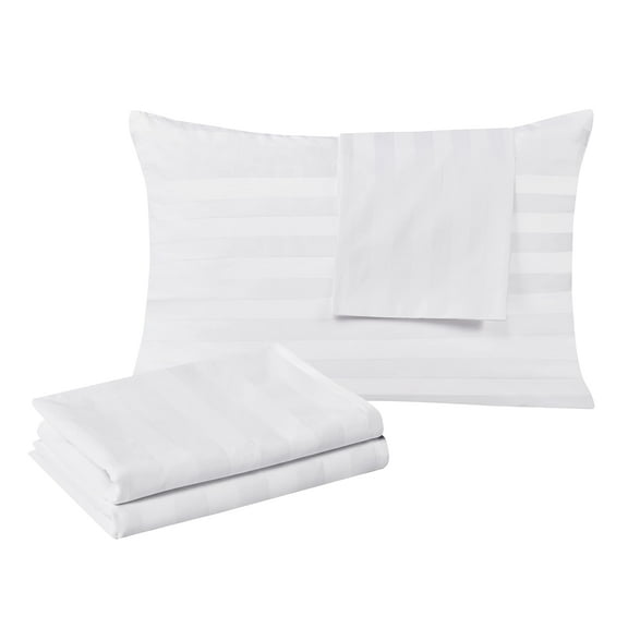 Egyptian Cotton King Size Pillow Protectors Set of 2, 400 TC Sa Weave Breathable Pillowcase, Zipper Enclosure for Allergy Relief, Stripe White