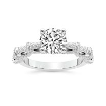 IGI Certified 2 Carat Round Shape Lab Grown Diamond Engagement Ring | 14K White Gold | Ciara Petite Station Style Diamond Ring | FG-VS1-VS2 Quality Friendly Diamonds