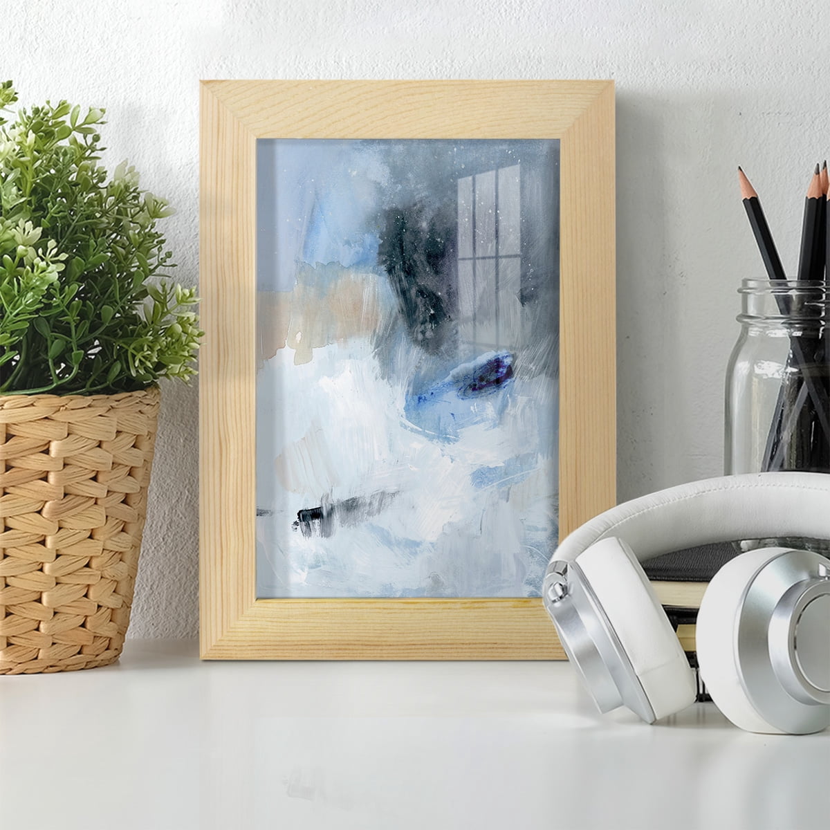 Welle II - Framed Print w/glass - Natural Wood