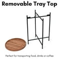 thumbnail image 3 of BIRDROCK HOME Folding Side Table with Removable Wood Tray - Black Metal Foldable Nightstand - Indoor Use Only - Bar Coffee Drinks Food Serving Tray - Decorative Modern End Accent - Natural Acacia, 3 of 9