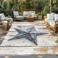 thumbnail image 3 of Fsddascl Texas Star Blue Red Outdoor Rug for Patio/Deck/Porch, Non-Slip Large Area Rug 4 x 6 Ft, Country Western Vintage Wood Indoor Outdoor Rugs Washable Area Rugs, Reversible Camping Rug Carpet, 3 of 5