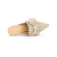 thumbnail image 4 of BLISSFUL STEP Women Stripe Bow Pointed Toe Block Heel Slides Mules Beige 6, 4 of 7