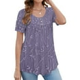 thumbnail image 2 of Yubnlvae Ruched Tunic Tops for Women - Casual Short Sleeve Blouses (Leggings Matching, Spring/Summer Outfits) Purple L, 2 of 5