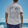 thumbnail image 6 of Mens Graphic T-shirts Short Sleeve Crewneck Tee Beach Vacation Print Loose Summer Beachwear Top Light Gray S, 6 of 7