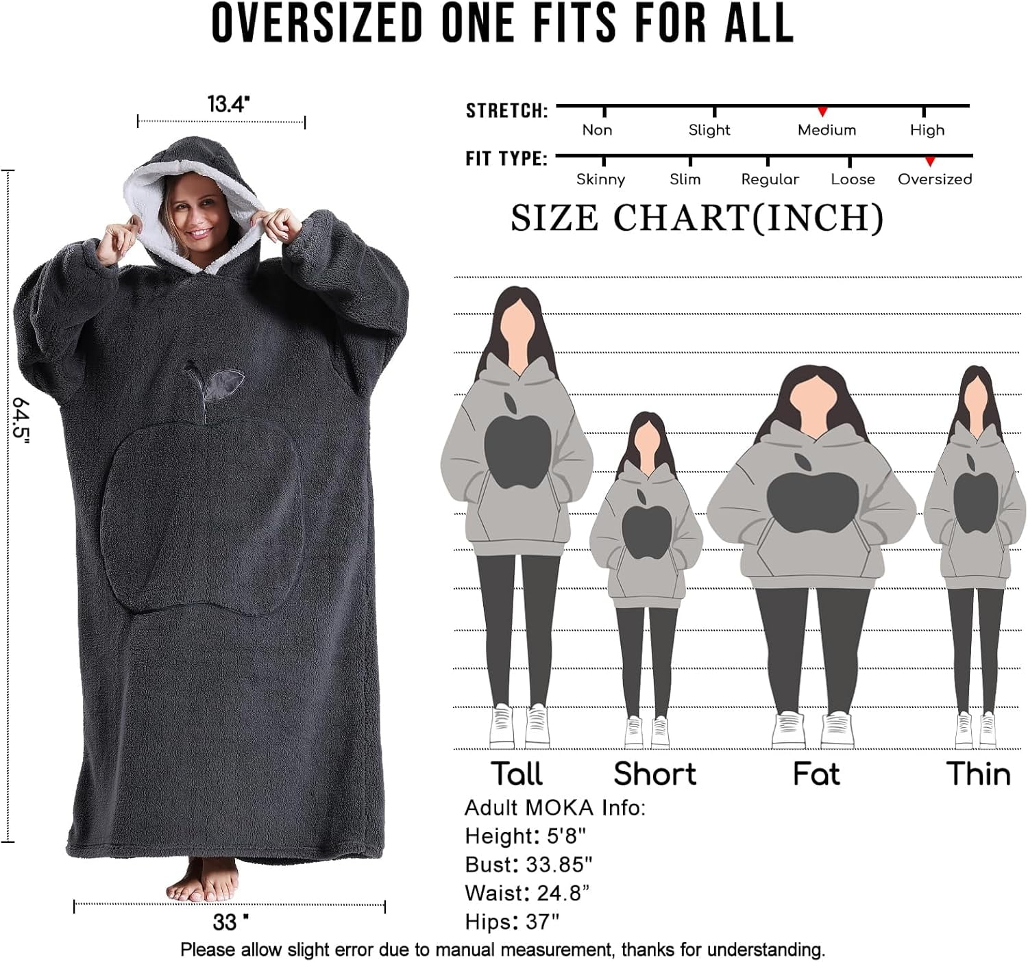 Joqmia Women's Oversized Wearable Blanket Hoodie - Fluffy Sherpa Plush Hooded Sweatshirt, Warm Cozy Lounge Wear for Home, Ideal Gift for Mom, Adults, Christmas