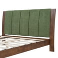 thumbnail image 5 of Christopher Knight Home Premium Pine Wood Queen Bed Frame with Headboard, Mid-Century Modern Design, Walnut+Green, 5 of 10