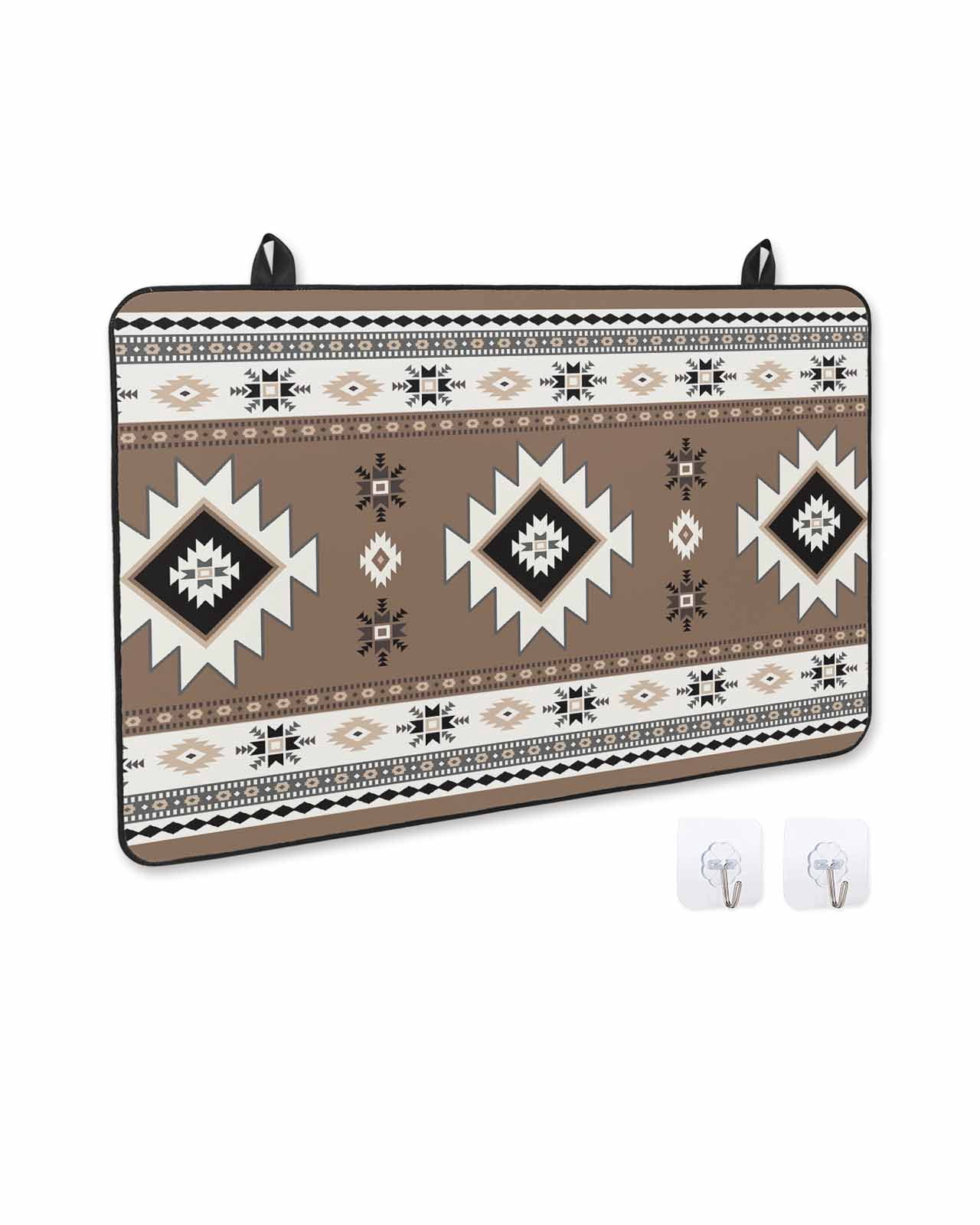 nqOlkjepod Large Induction Cooktop Protector Mat 24"x21", Brown Boho Stove Top Covers for Electric Stove, Farmhouse Aztec Southwest Ethnic Geometric Stove Burner Cover Mats, Glass Top Stove Cover