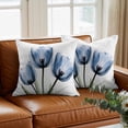 thumbnail image 3 of Blue Tulip Throw Pillow Cover Flower Farmhouse Cotton Linen Cushion Cover Throw Pillow Case with Invisible Zipper for Couch Sofa Bed Chair Car 20x20 Inch, 3 of 14