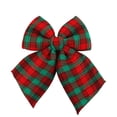 thumbnail image 2 of 1 PC Red Green Plaid Christmas Bow, 30 x 25 cm Wired Ribbon Bow for Tree, Wreath, Garland, Door, Mantel & Holiday Decor, 2 of 7