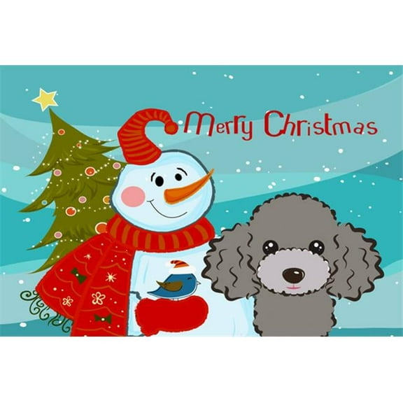Carolines Treasures BB1879PLMT Snowman With Silver Gray Poodle Fabric Placemat