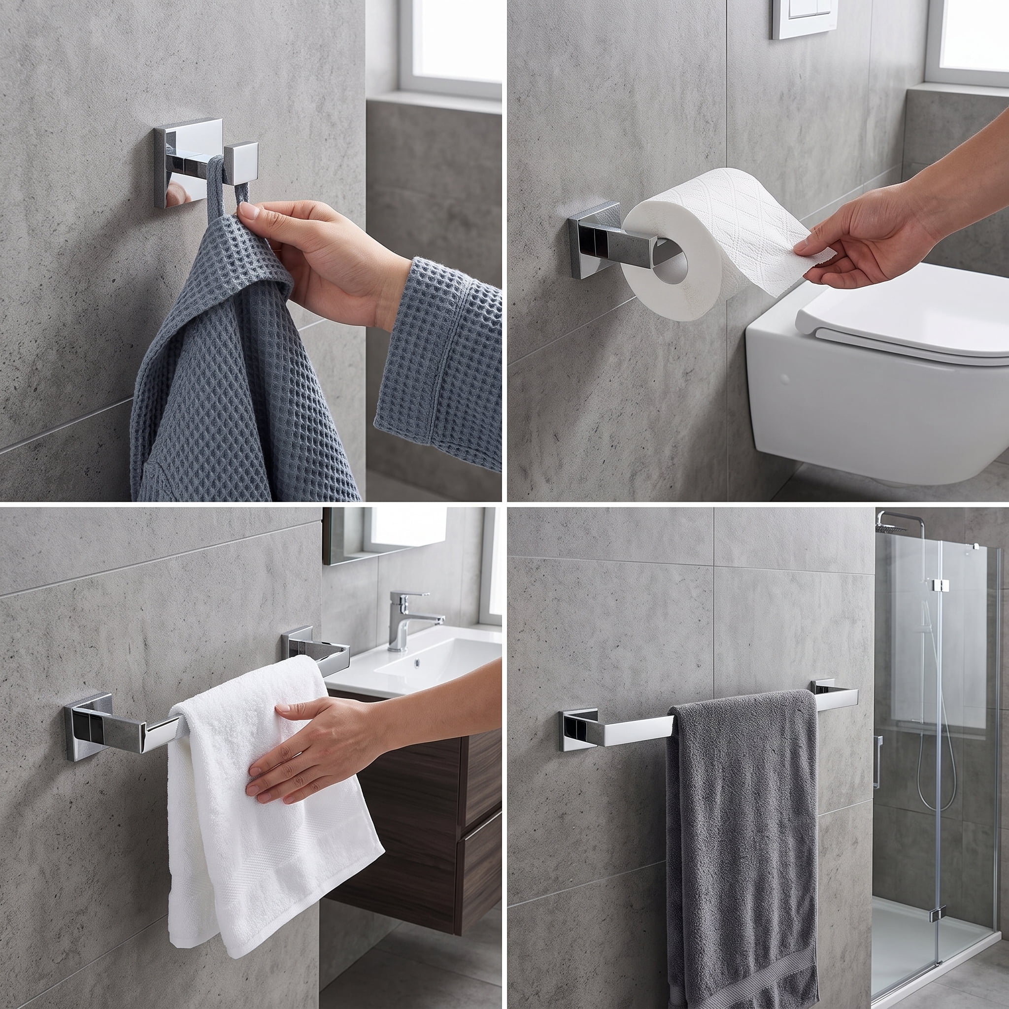 4 Piece Bathroom Hardware Set