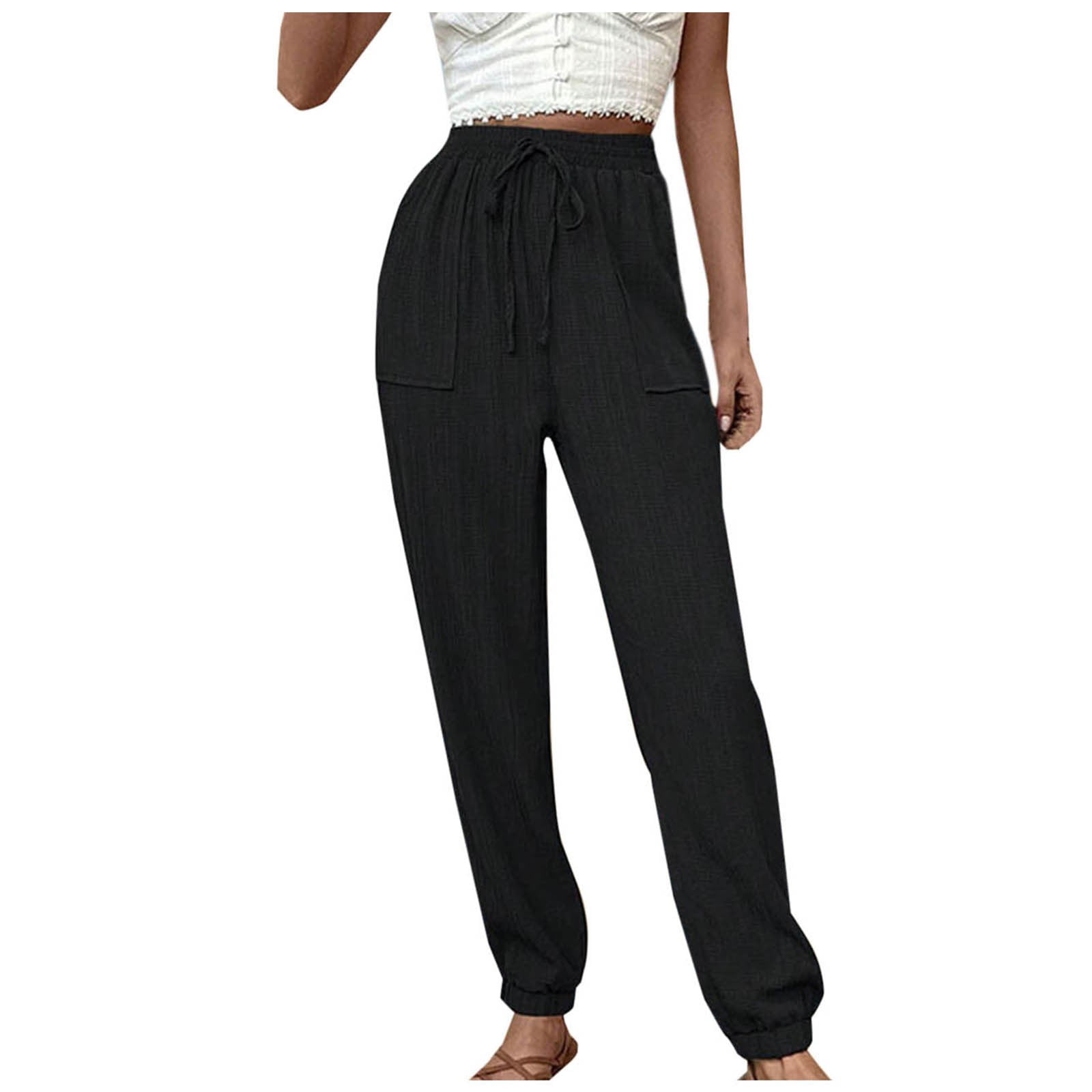 Veatzaer Pantaloni Capri Donna 3/4 Con Tasche - Larghi Elasticizzati, Casual Harem Per Estate, S-XXL