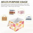 thumbnail image 6 of Yayeee Collapsible Cube Storage Bin with Lid Fabric Closet Decorative Basket with Handles, Pink Floral Orange, 6 of 7