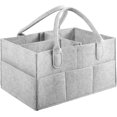 thumbnail image 1 of Organizador de pañales para bebé, caja de fieltro para guardar pañales con bolsillo, cesta portátil para toallitas húmedas con compartimento (gris claro), 1 of 5